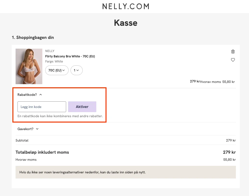 Slik bruker du rabattkoden - Nelly