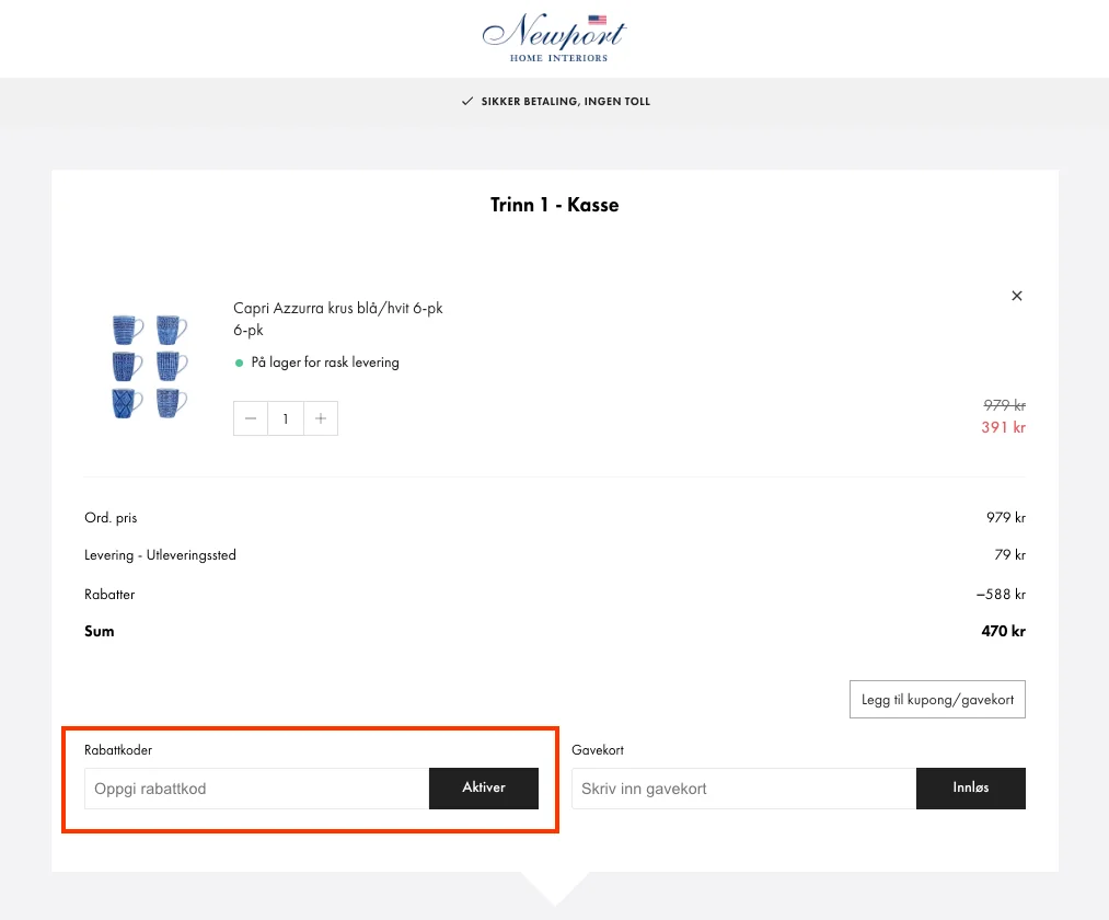 Slik bruker du rabattkoden - Newport