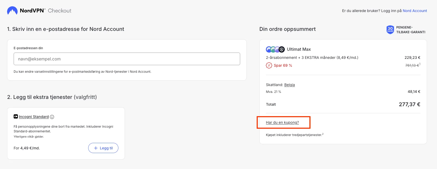 Slik bruker du rabattkoden - Nordvpn