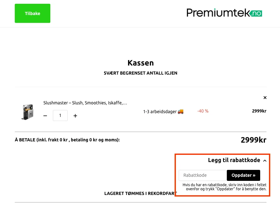 Slik bruker du rabattkoden - Premiumtek