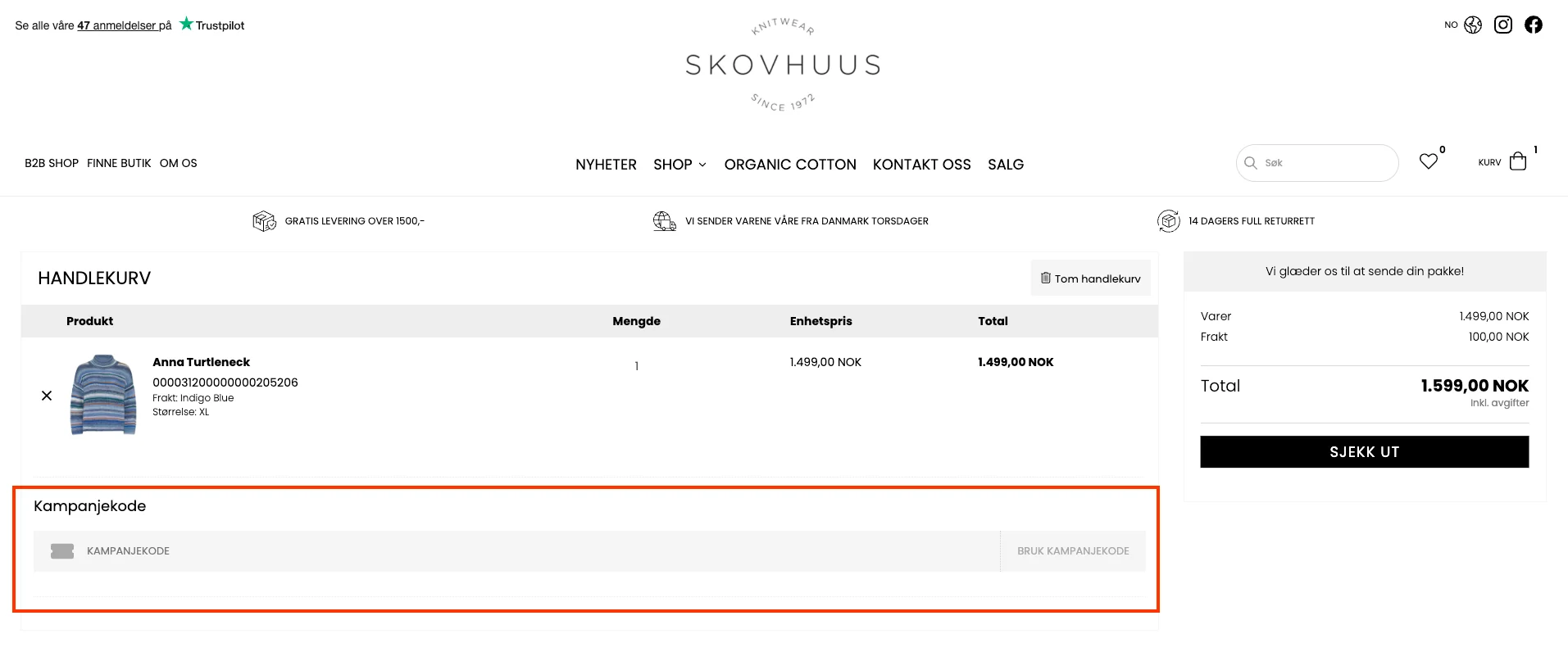 Slik bruker du rabattkoden - Skovhuus Strik