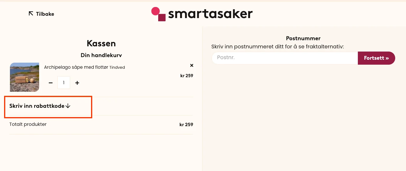 Slik bruker du rabattkoden - Smartasaker