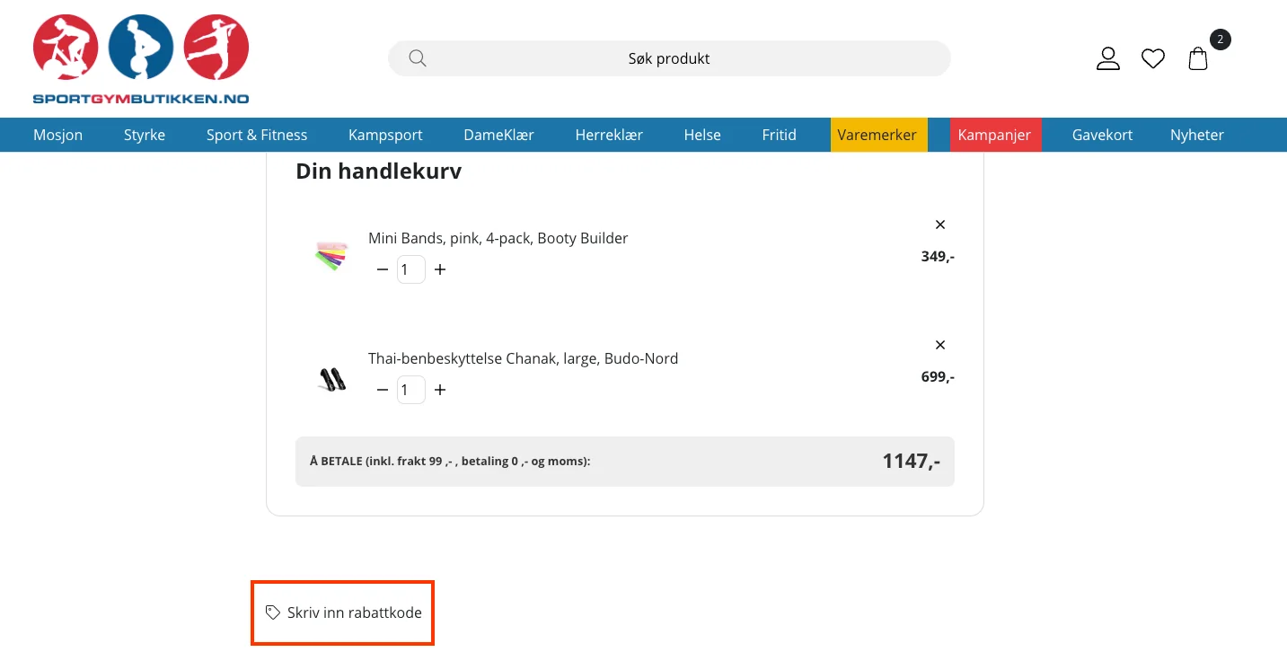 Slik bruker du rabattkoden - Sportgymbutikken