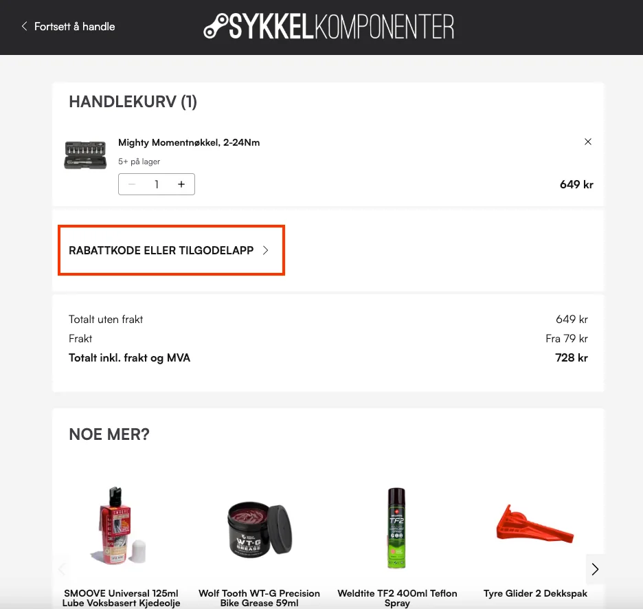 Slik bruker du rabattkoden - Sykkelkomponenter