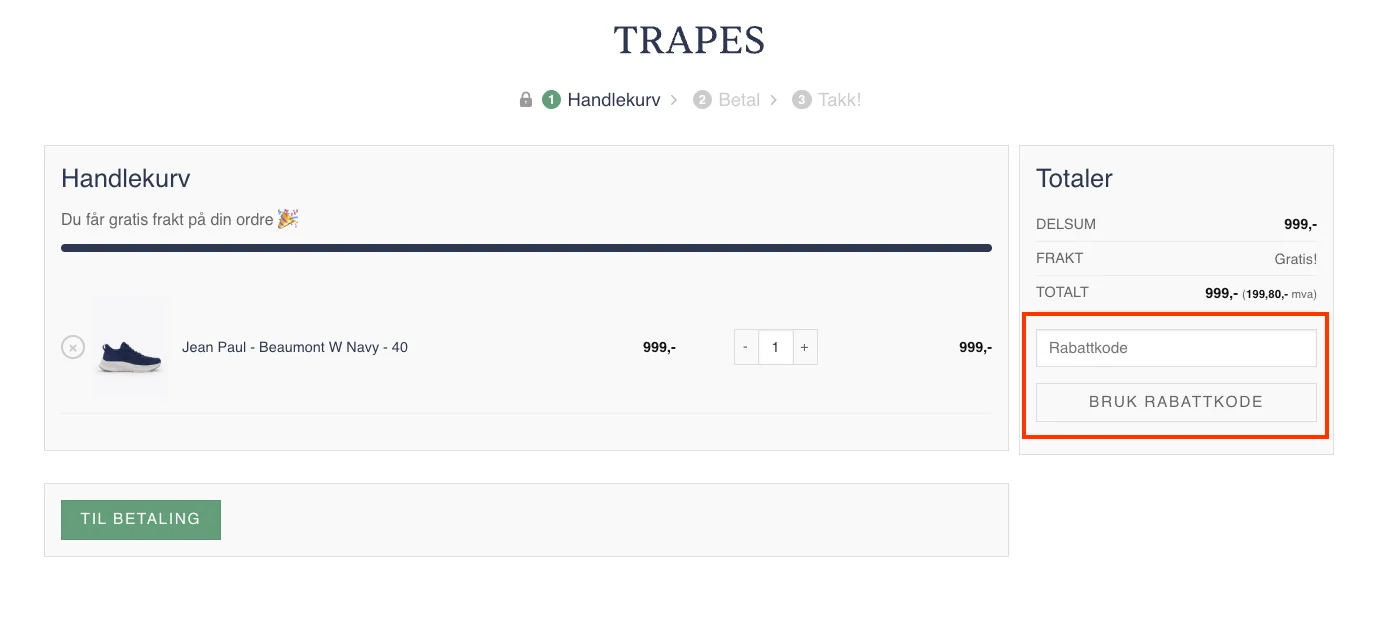 Slik bruker du rabattkoden - Trapessko