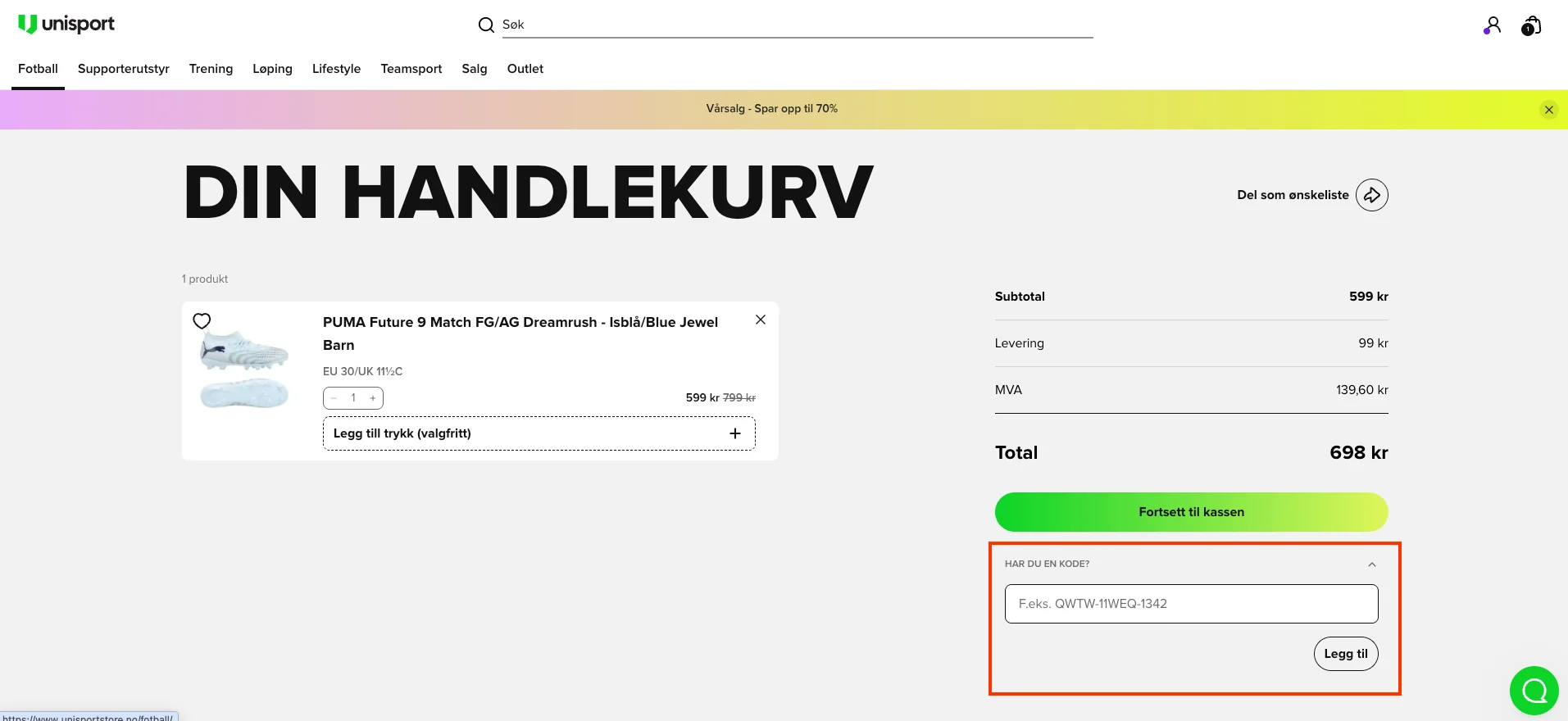 Slik bruker du rabattkoden - Unisport