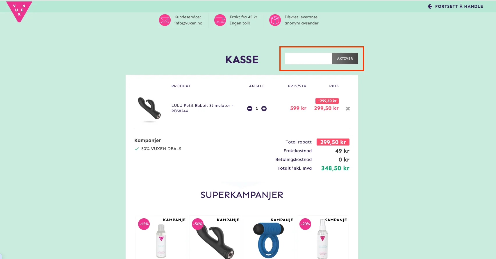 Slik bruker du rabattkoden - Vuxen