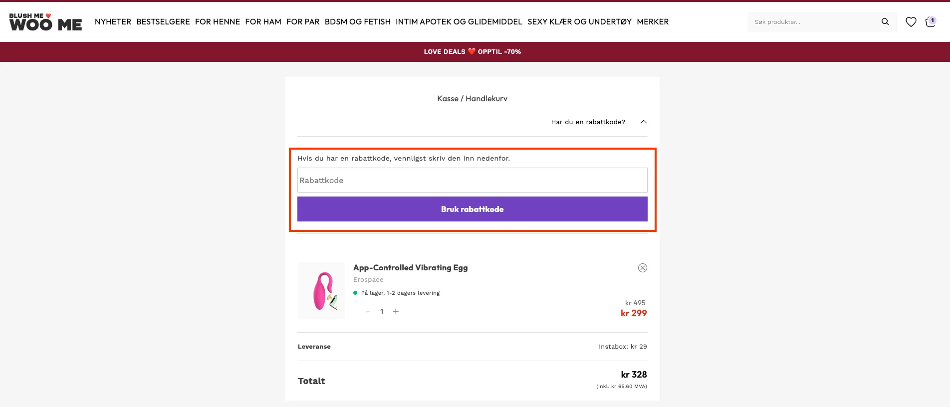 Slik bruker du rabattkoden - Woome