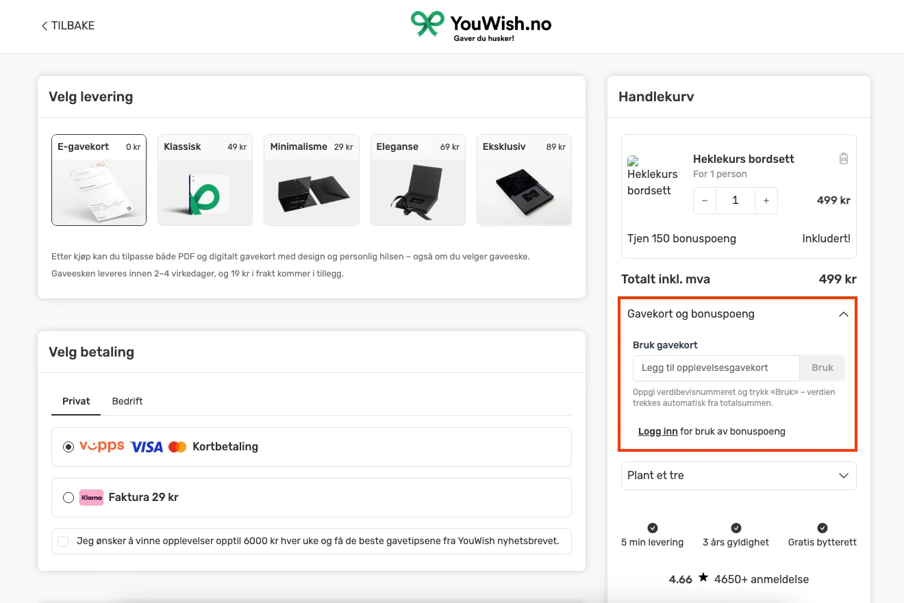 Slik bruker du rabattkoden - Youwish